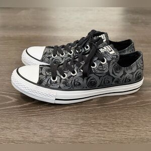 Converse Black and Gray Floral Sneakers